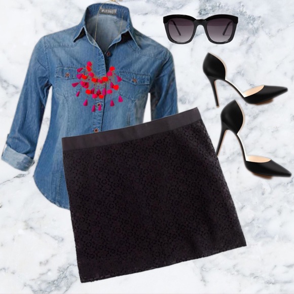 SOLD ON EBAY J. Crew Black Eyelet Mini Skirt - Picture 2 of 8